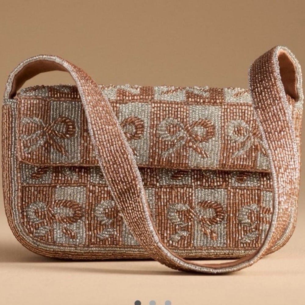 Anthropologie Fiona Bow Beaded Bag